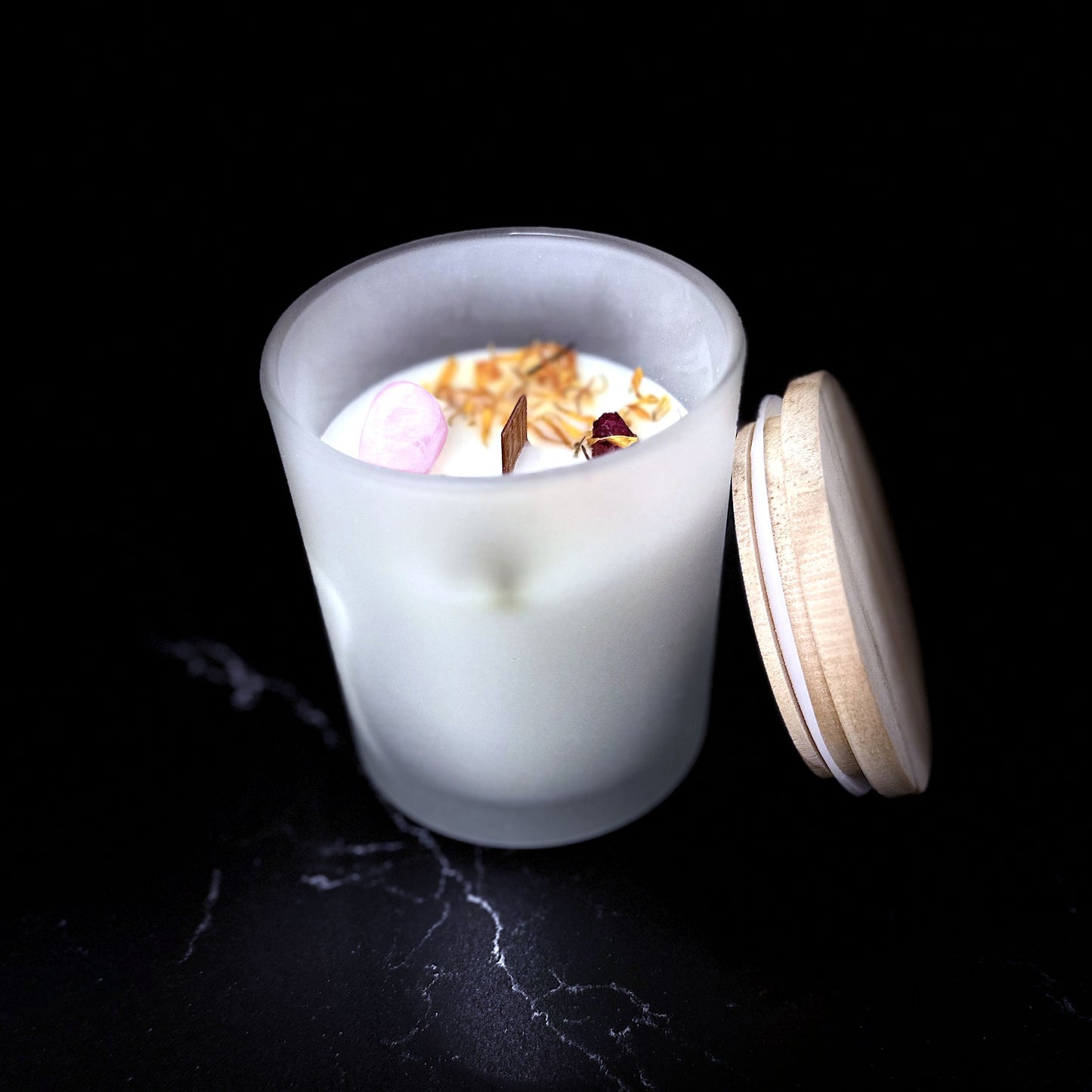 Vela con Cristal de Cuarzo Rosa